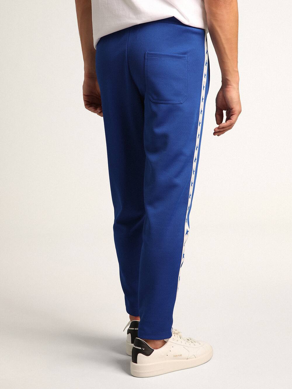 Golden Goose - Men's blue joggers with band and stars on the sides in 