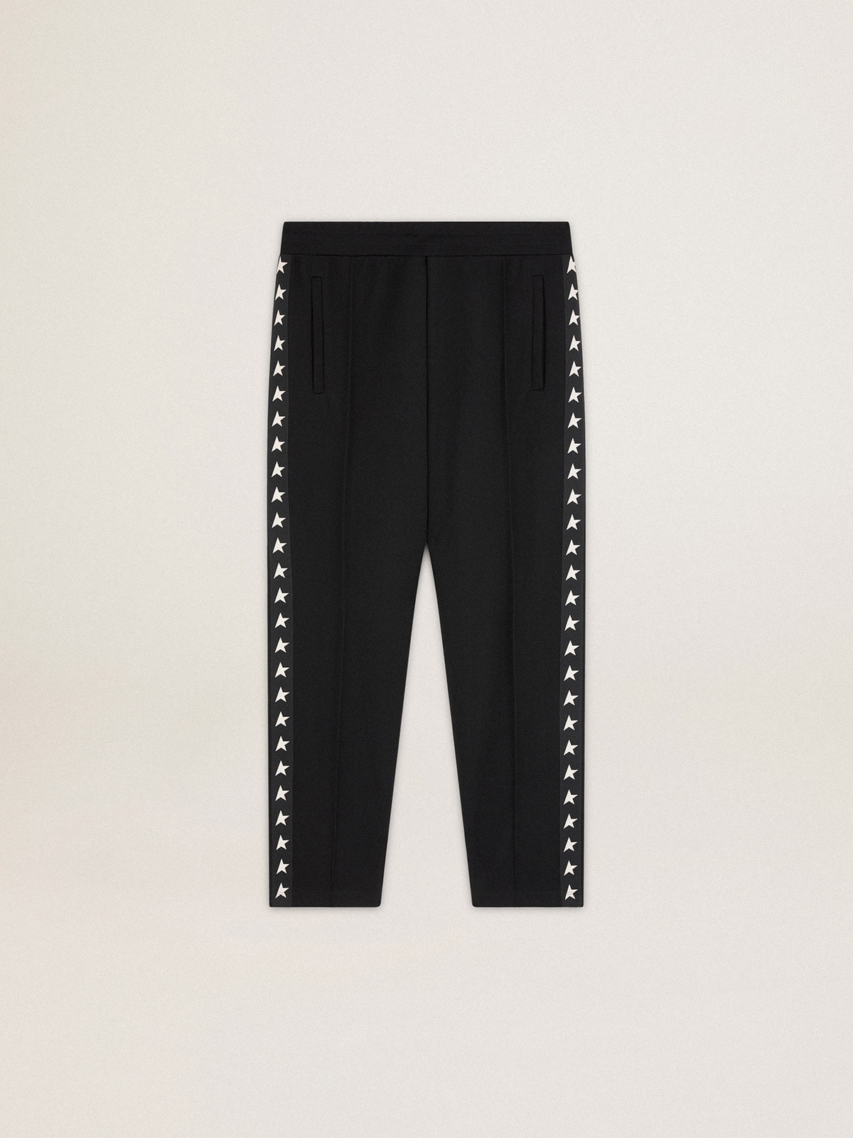 Golden Goose - Men's black joggers with white stars on the sides in 