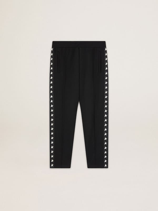 Golden Goose - Men's black joggers with white stars on the sides in 