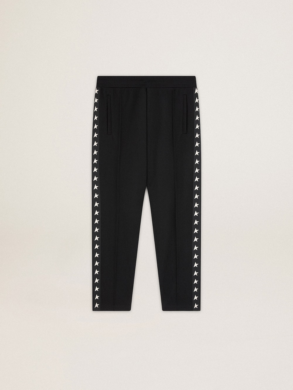 Golden Goose - Men's black joggers with white stars on the sides in 