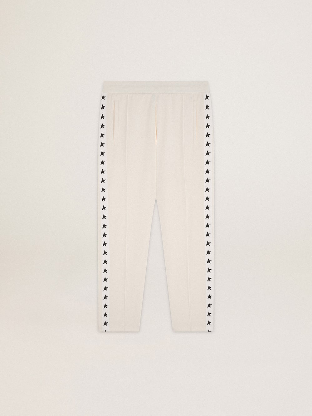 Golden Goose - Men's white joggers with black stars on the sides in 