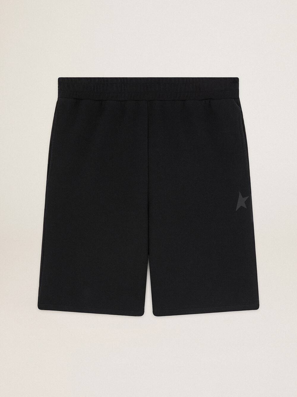 Men's black bermuda shorts with tone-on-tone star | Golden Goose