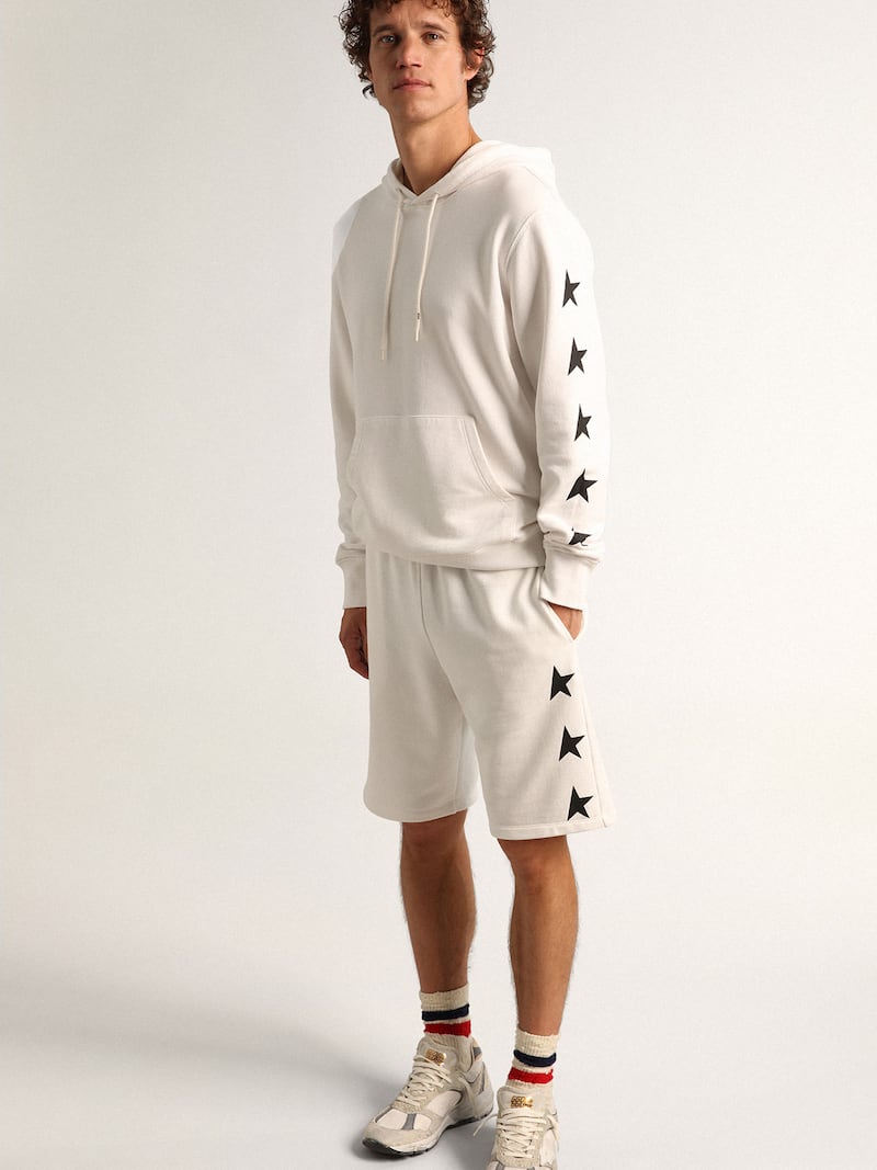 Golden Goose - Bermudas blanco vintage con estrellas negras en contraste para hombre in 