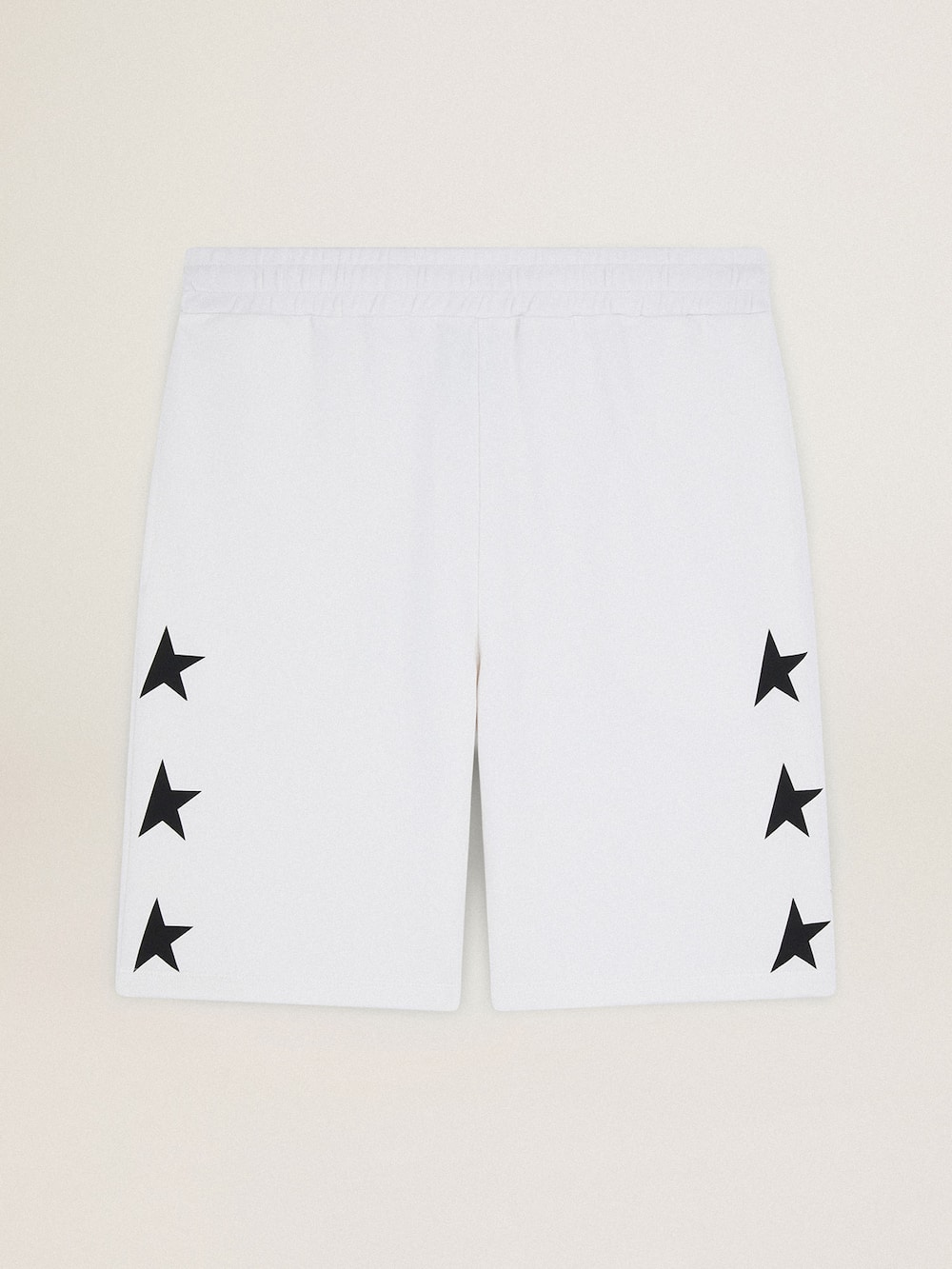 Golden Goose - Men's vintage white bermuda shorts with contrasting black stars in 