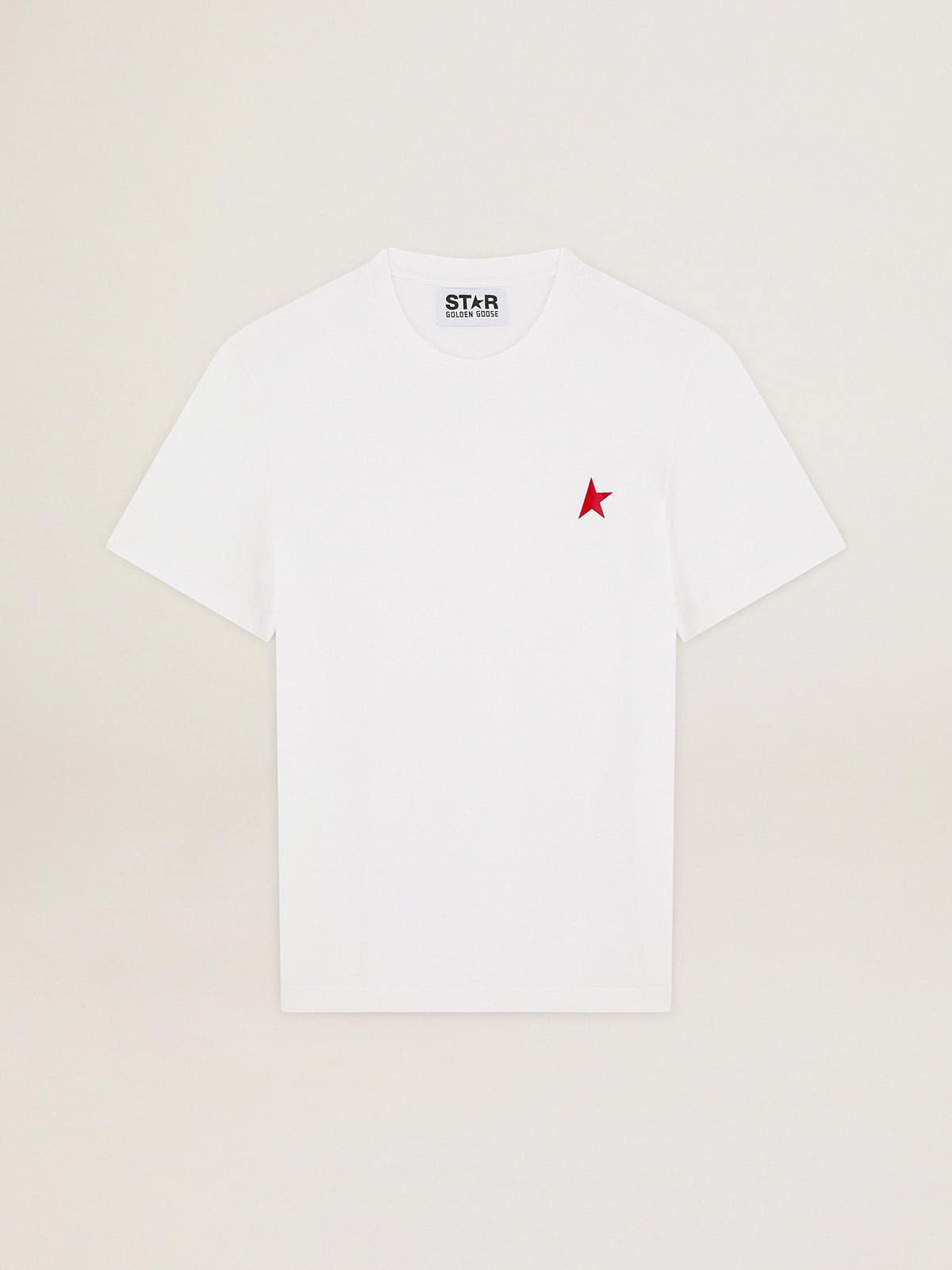 Golden Goose - White Star Collection T-shirt with red star on the front in 