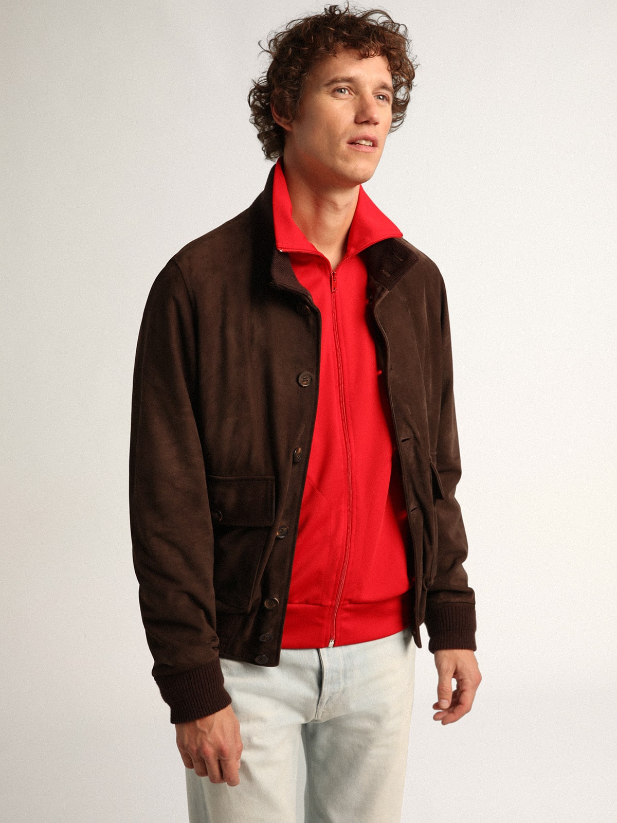 Golden Goose - Chaqueta Valstar de la colección Golden en ante de color marrón oscuro in 