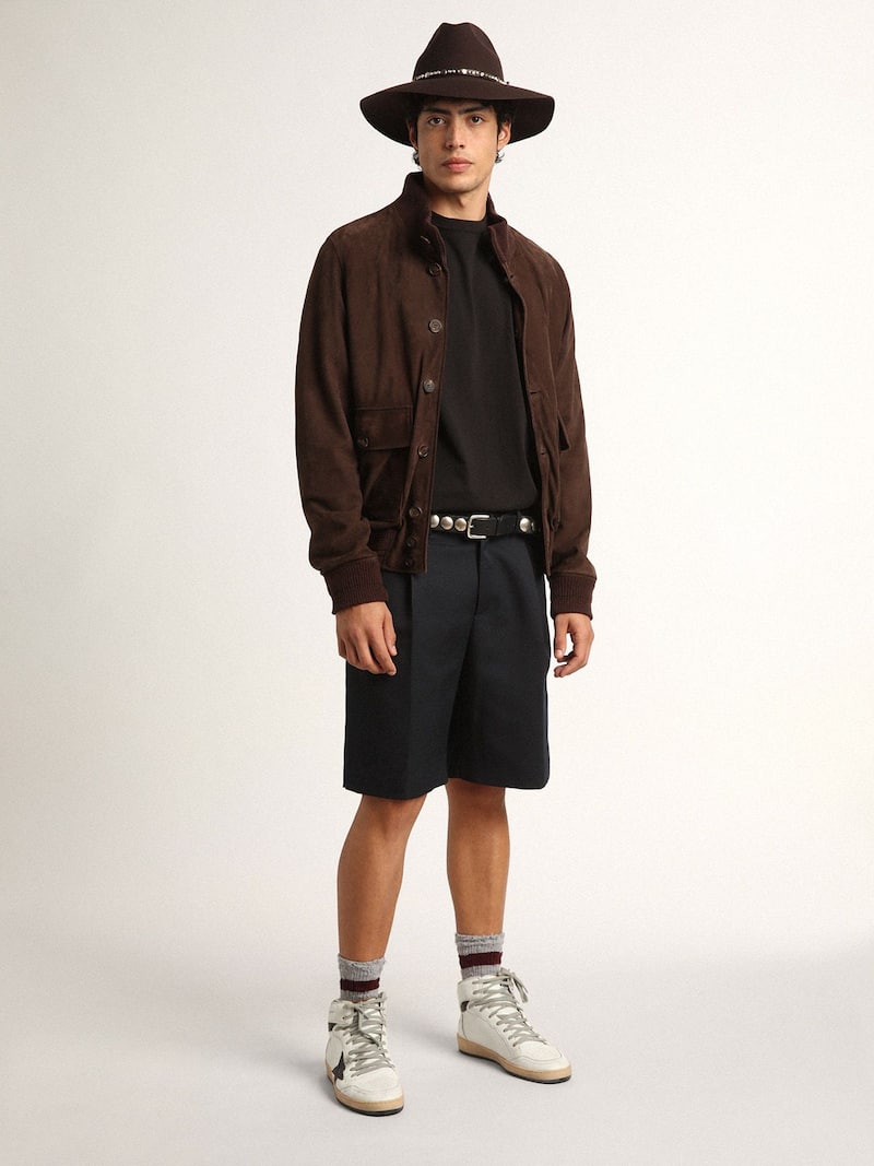 Golden Goose - Veste Golden Collection en daim marron fonc&eacute; in 