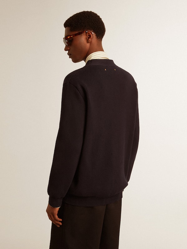 Golden Goose - Golden Collection cardigan in dark blue cotton with a distressed finish in 