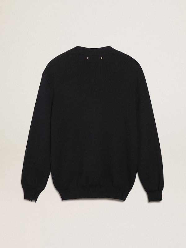 Golden Goose - Golden Collection cardigan in dark blue cotton with a distressed finish in 
