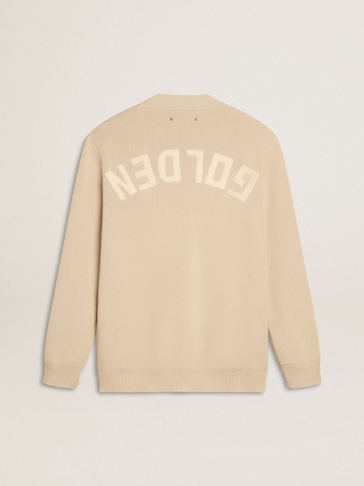 Golden Goose - Men’s beige cardigan with 'Golden' lettering on the back in 