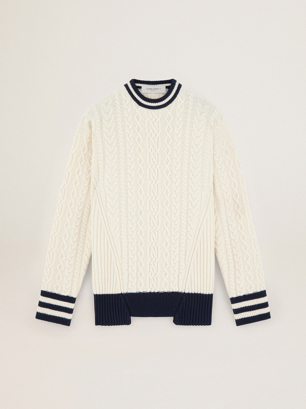 Golden Goose - White sweater with contrasting blue details in 