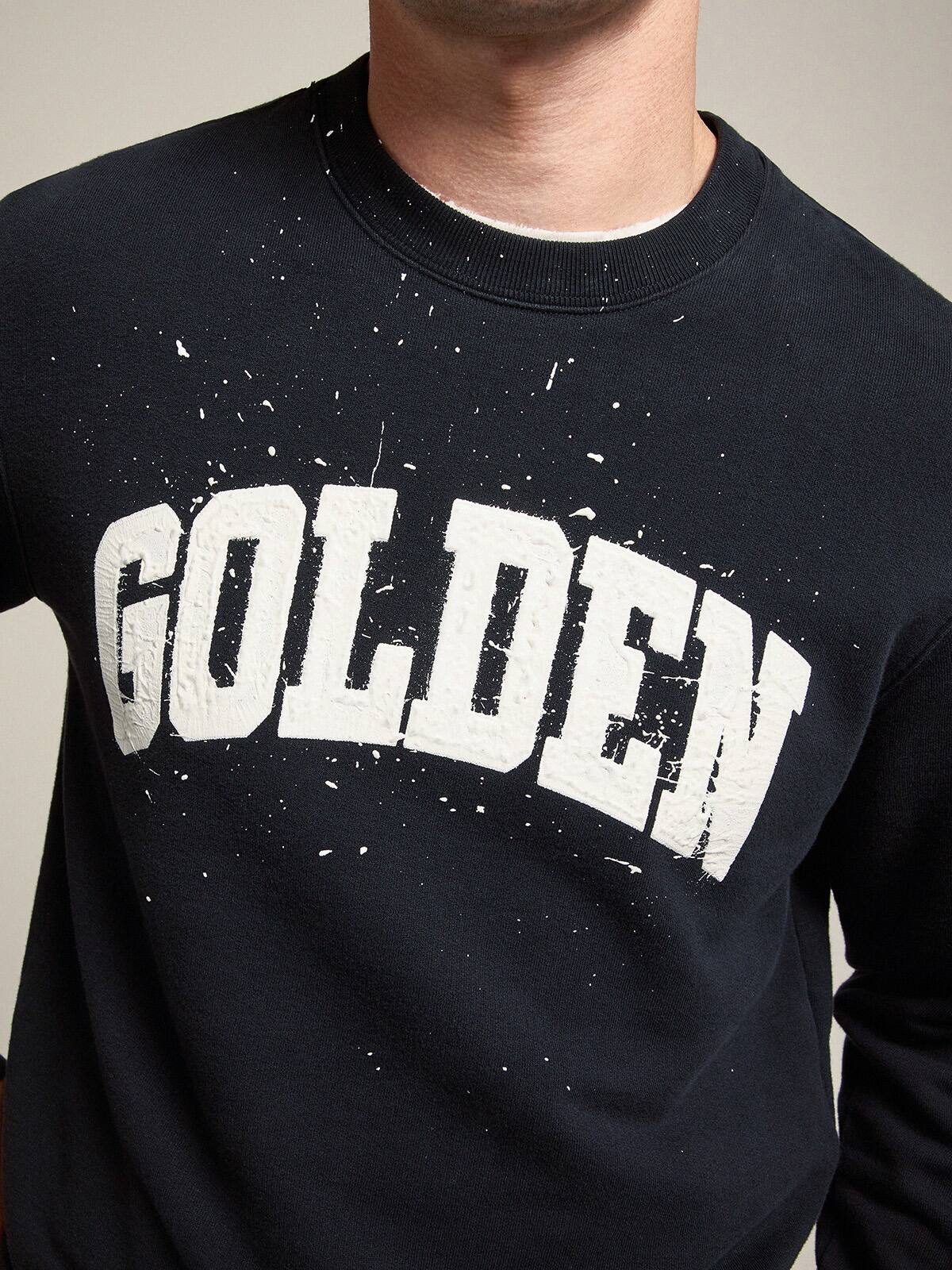 Golden Goose - Dark blue sweatshirt with contrasting white logo in 