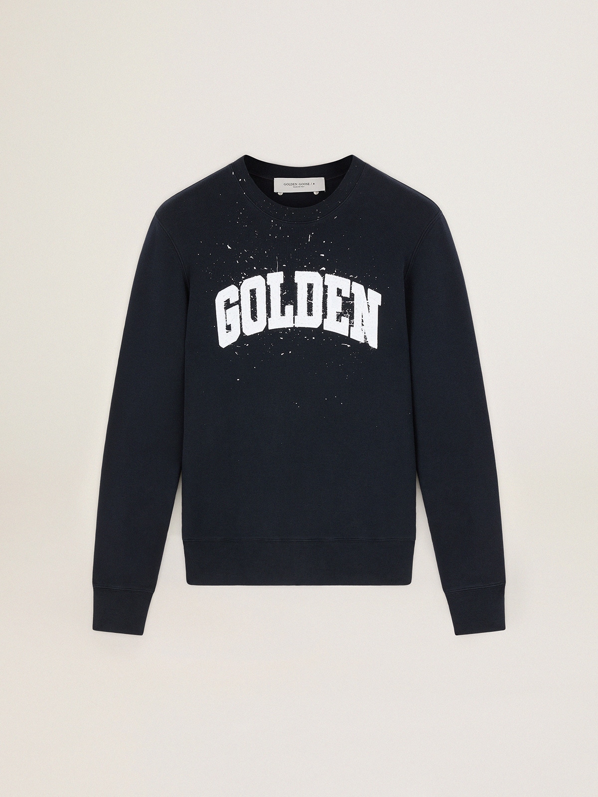 Golden Goose - Dark blue sweatshirt with contrasting white logo in 