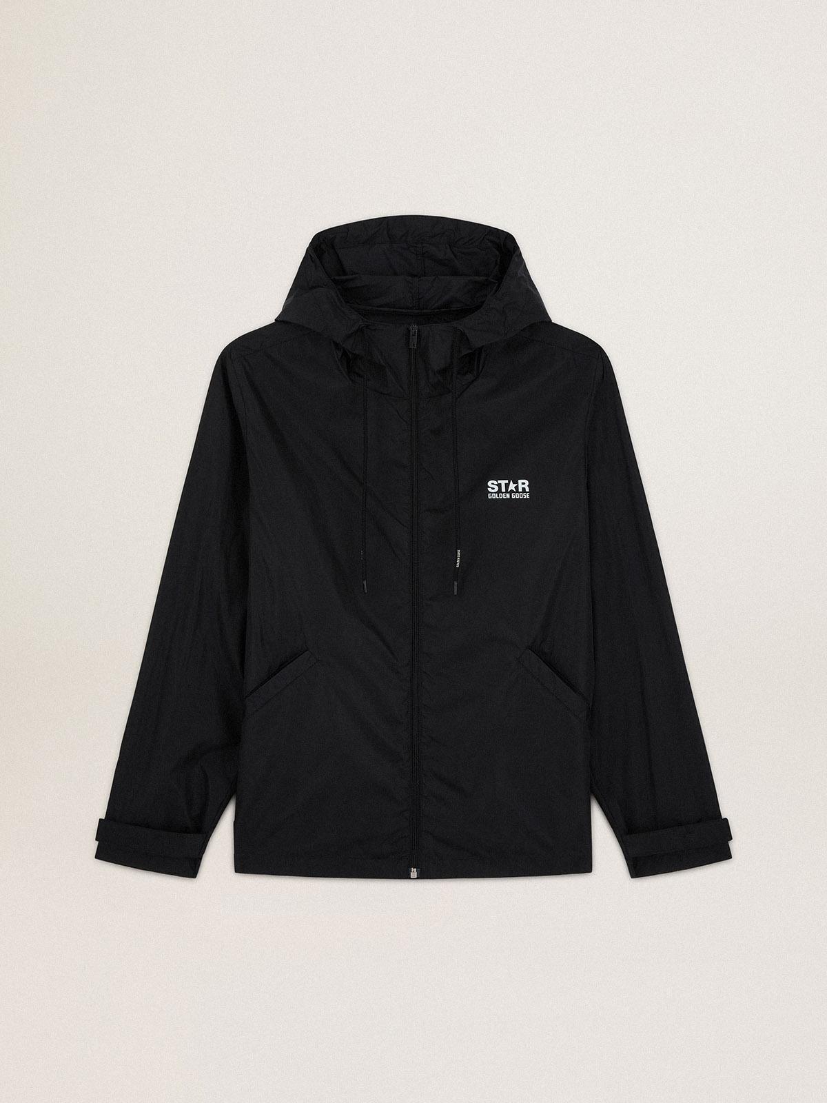 Veste coupe-vent homme avec logo et étoile blancs contrastés — Golden Goose