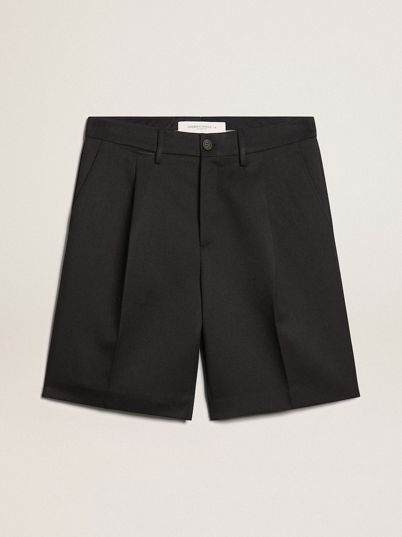 Men's bermuda shorts in dark blue wool