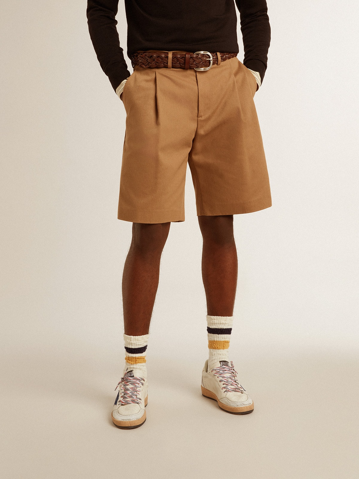 Golden Goose - Beigefarbene Herrenbermudashorts aus Baumwolle in 