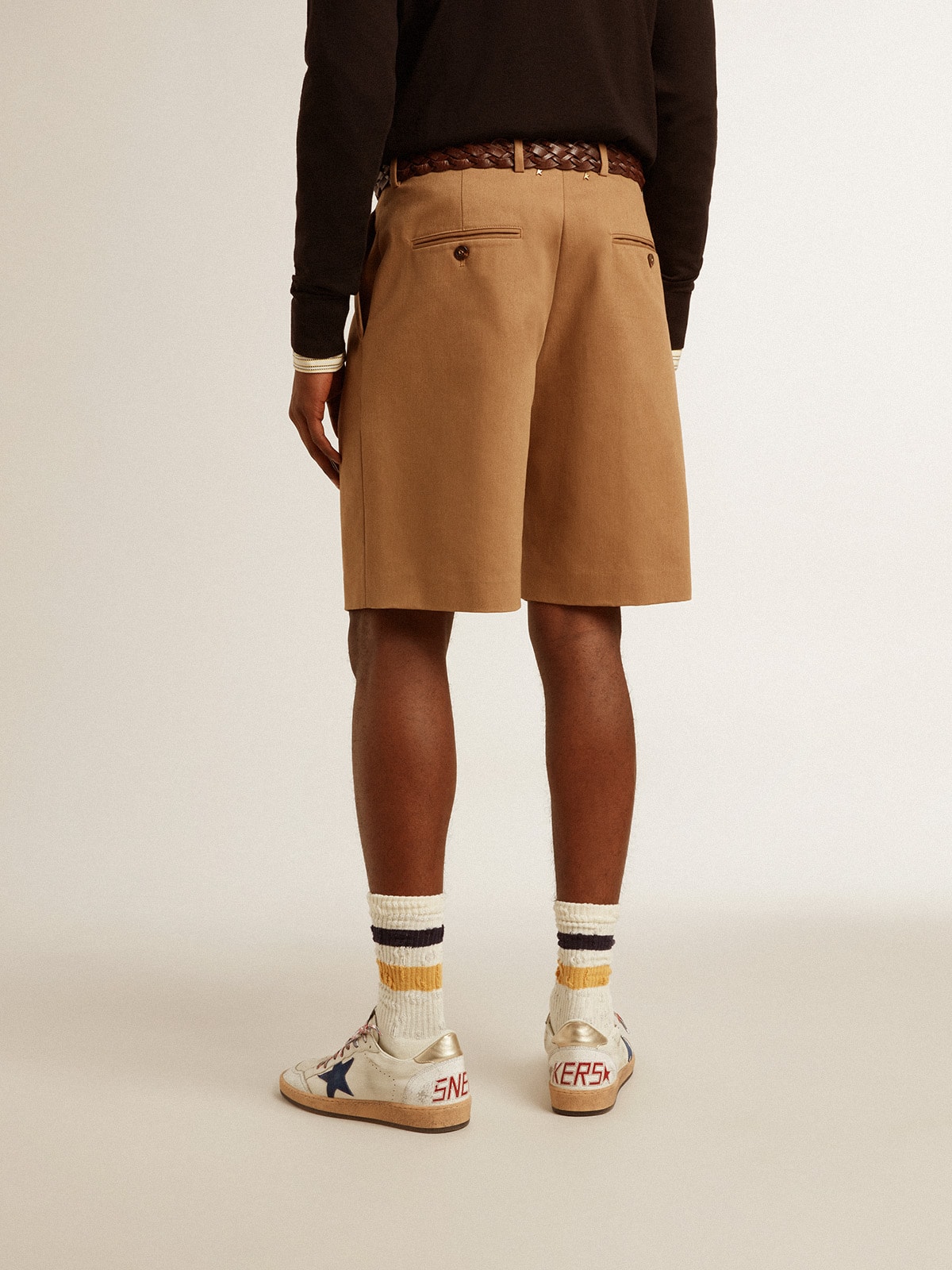 Golden Goose - Beigefarbene Herrenbermudashorts aus Baumwolle in 