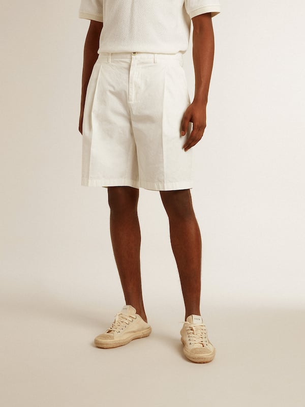 Golden Goose - Bermuda shorts in white cotton poplin in 