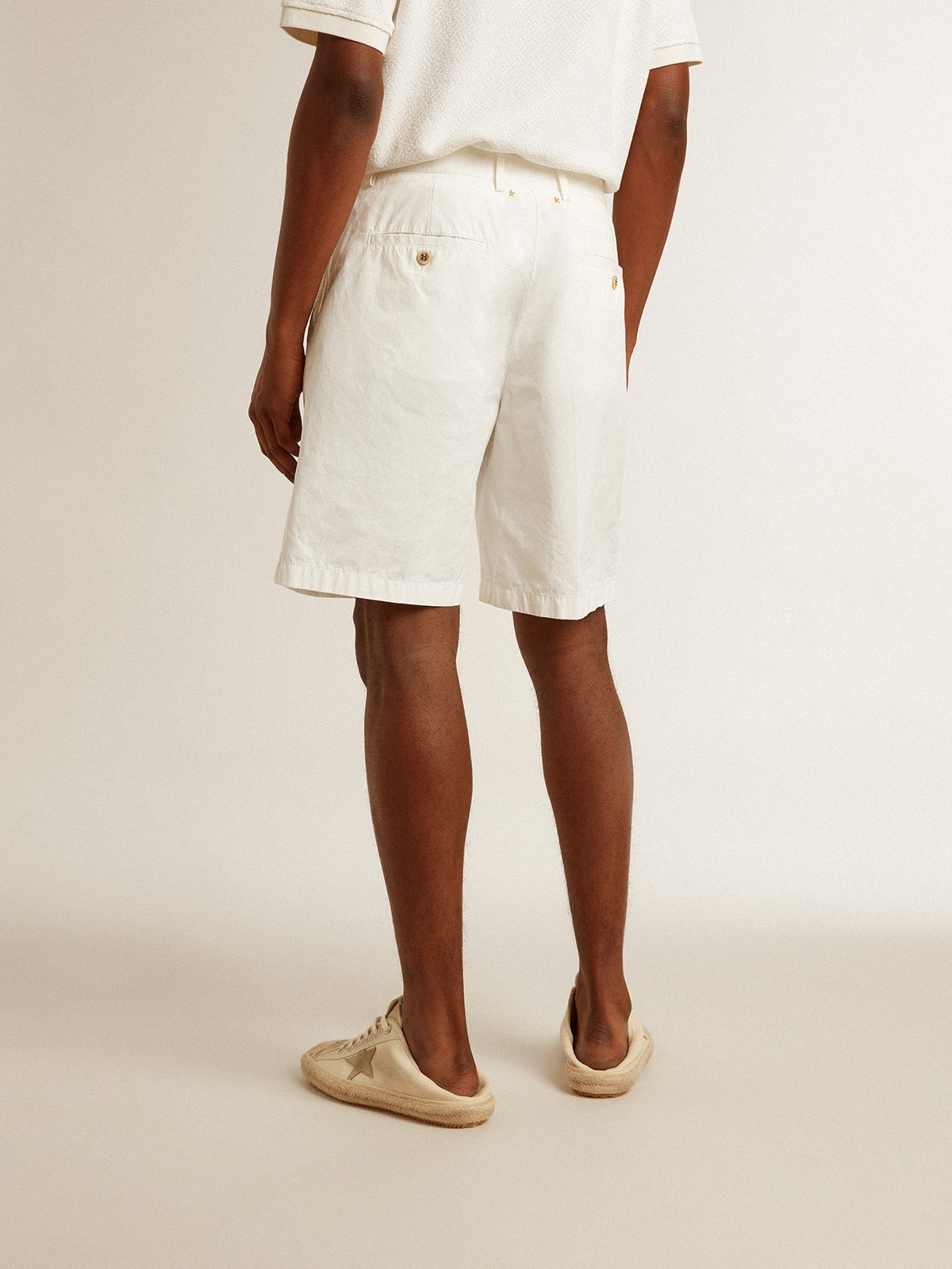 Golden Goose - Bermuda shorts in white cotton poplin in 