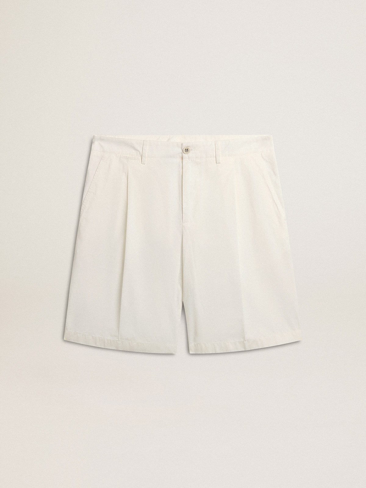 Golden Goose - Bermudas de popelina de algodón de color blanco in 