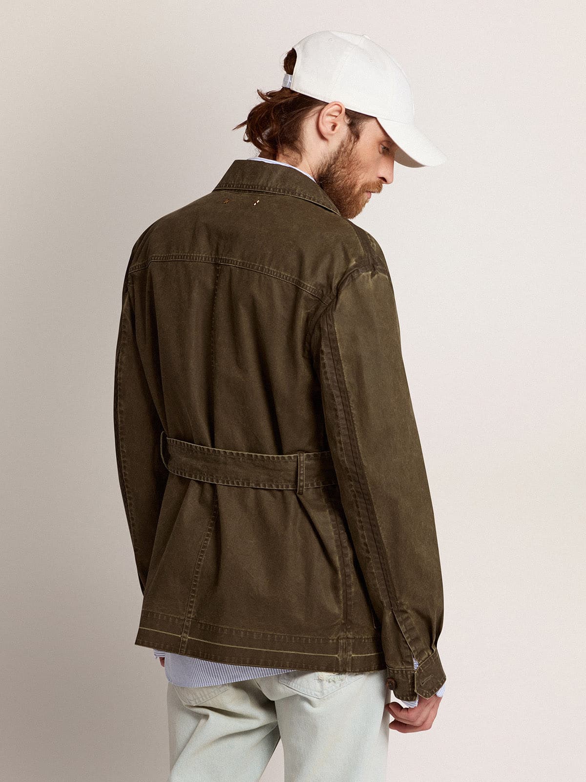 Golden Goose - Chaqueta sahariana de lona verde militar para hombre in 