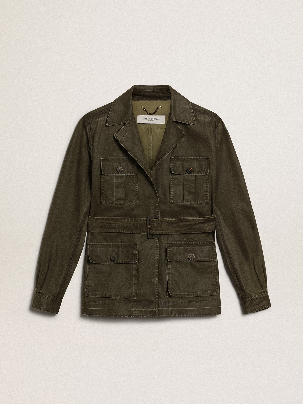 Golden Goose - Chaqueta sahariana de lona verde militar para hombre in 