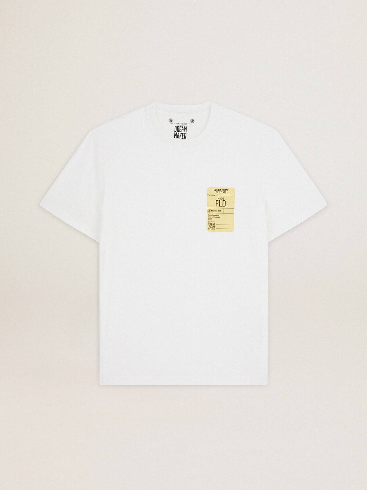 Golden Goose - White Journey Collection T-shirt with Golden Goose first class print on the front in 