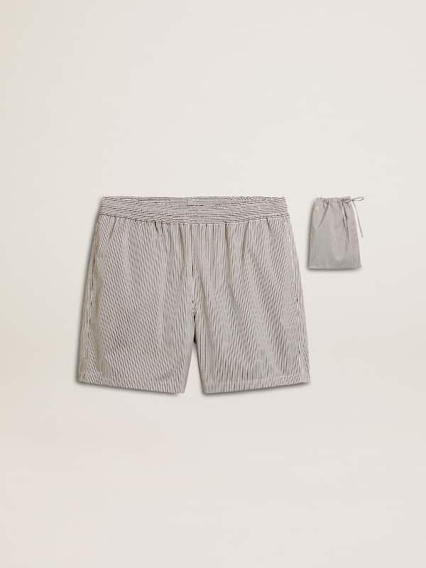 Golden Goose - Swim shorts in blue and white striped technical fabric in 