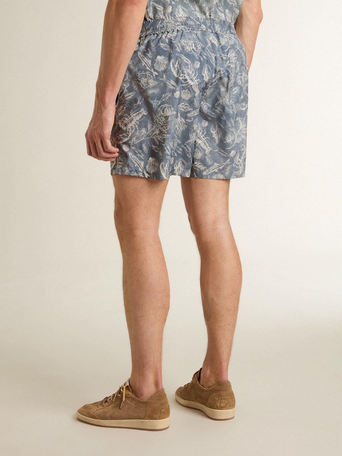 Golden Goose - Boxer pour homme avec imprimé marin bleu clair et blanc in 