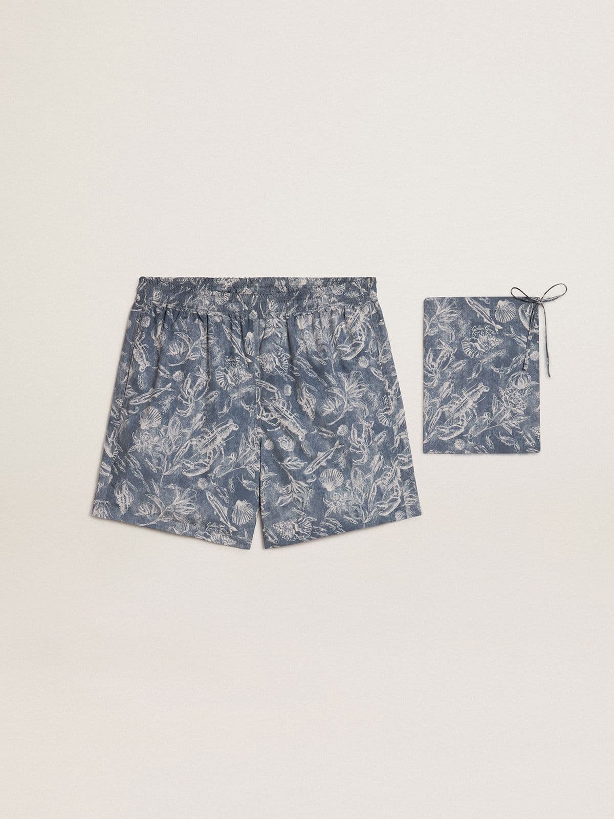 Golden Goose - Boxer pour homme avec imprimé marin bleu clair et blanc in 