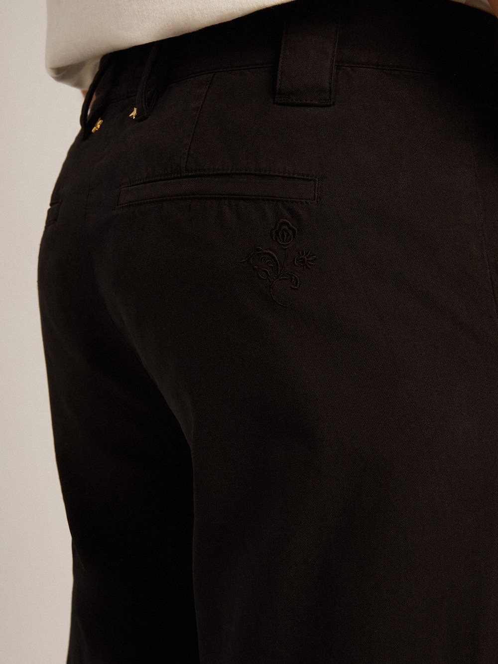 Golden Goose - Pantalone chino da uomo in cotone color nero in 