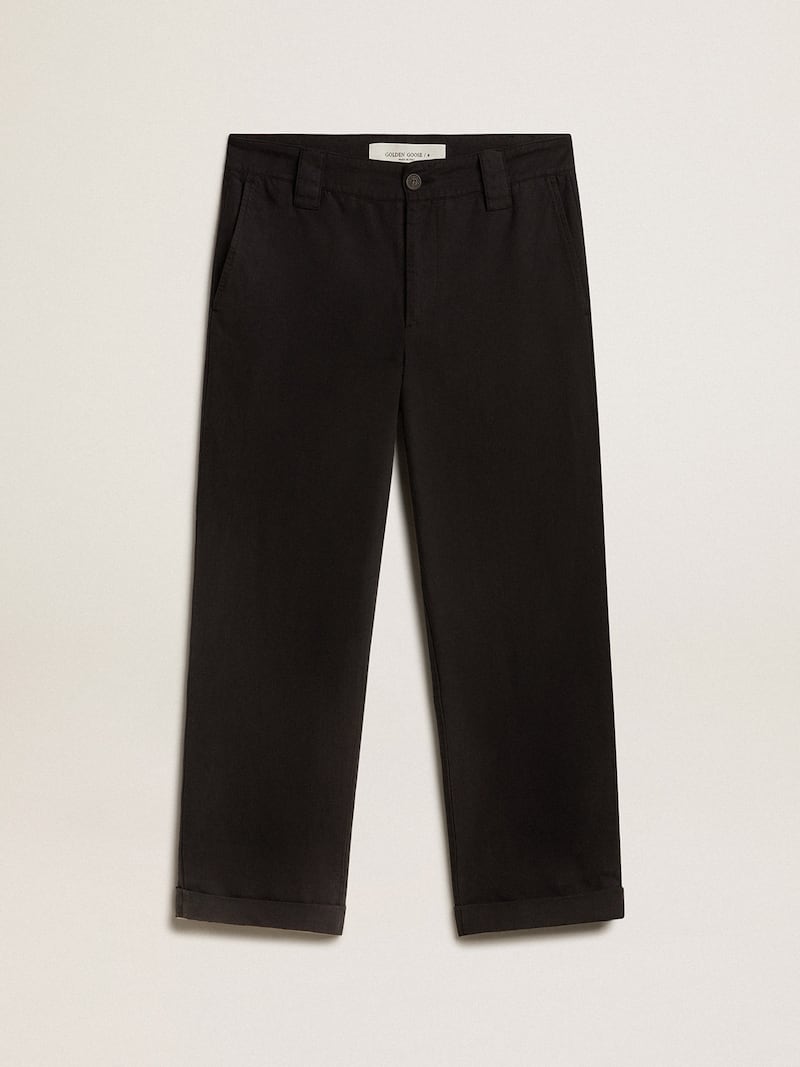 Pantalón chino de hombre en algodón color negro