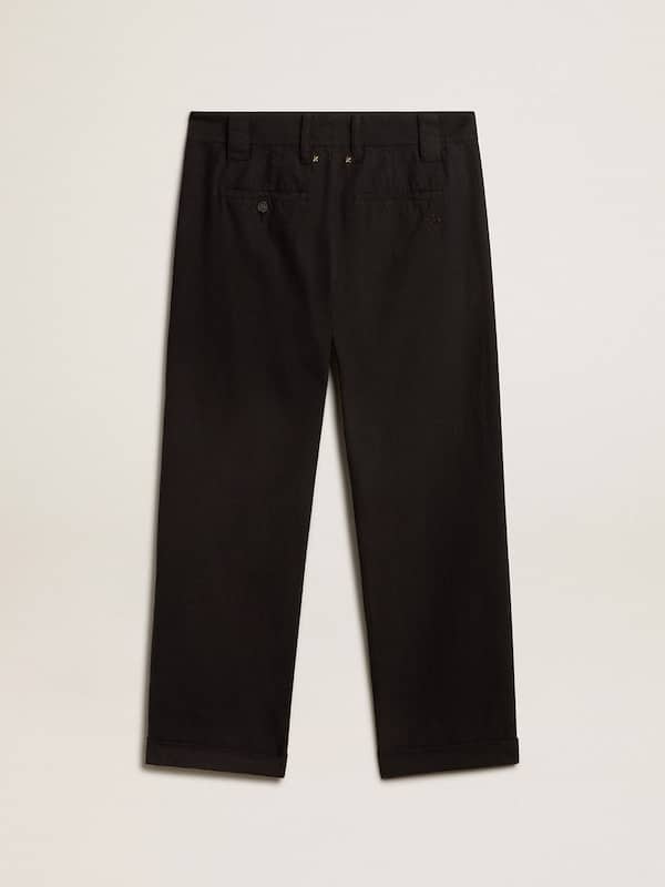 Golden Goose - Pantalone chino in gabardine di cotone di colore nero in 