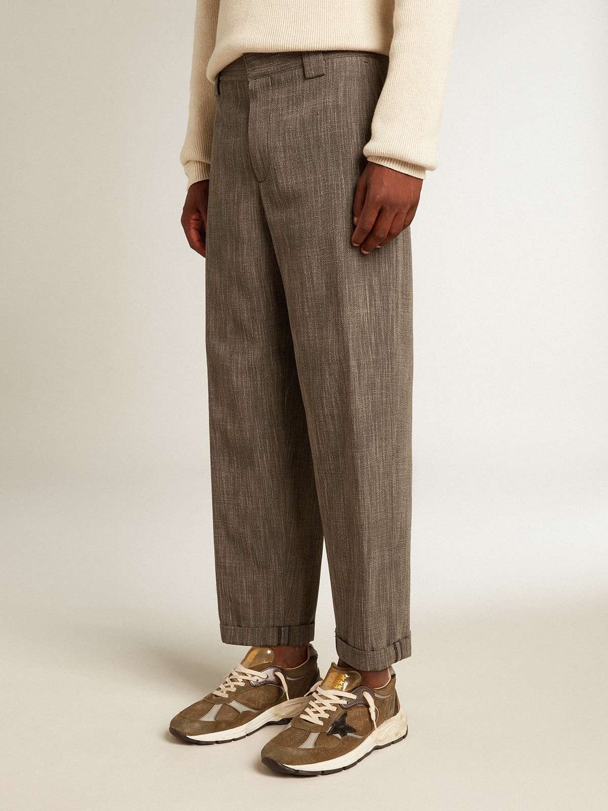 Golden Goose - Men's chinos in gray melange wool blend in 