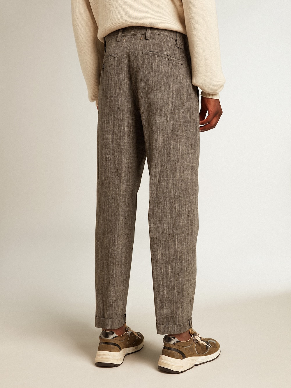 Golden Goose - Pantalone chino da uomo in misto lana melange color grigio in 