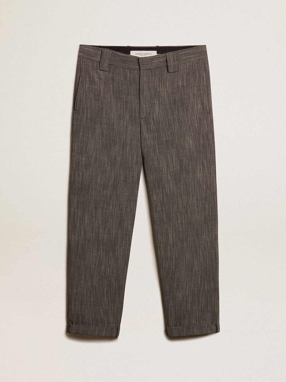 Golden Goose - Pantalone chino da uomo in misto lana melange color grigio in 