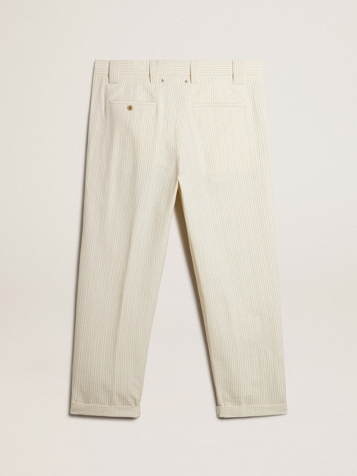 Golden Goose - Pantalon homme couleur crème en coton à rayures in 