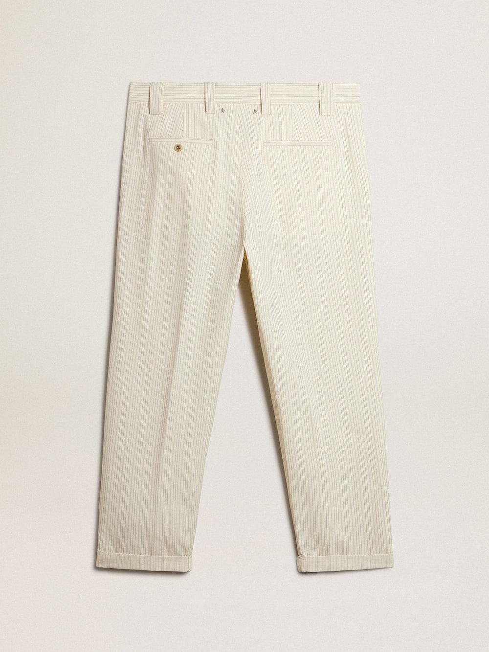 Golden Goose - Men's cream-colored pants in striped cotton in 
