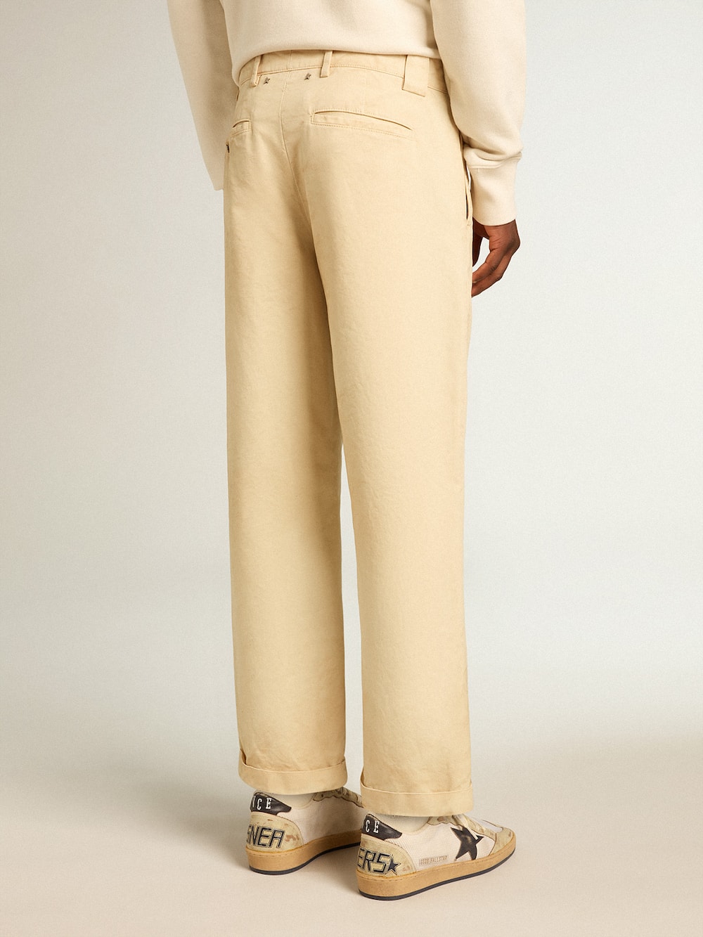 Golden Goose - Ecru-colored cotton chinos in 