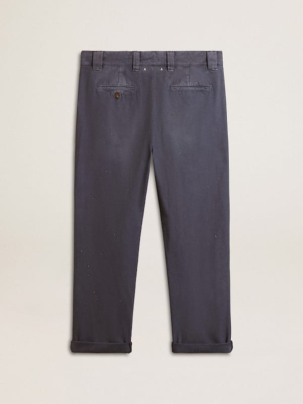Golden Goose - Men's chinos in blue with a lived-in effect in 