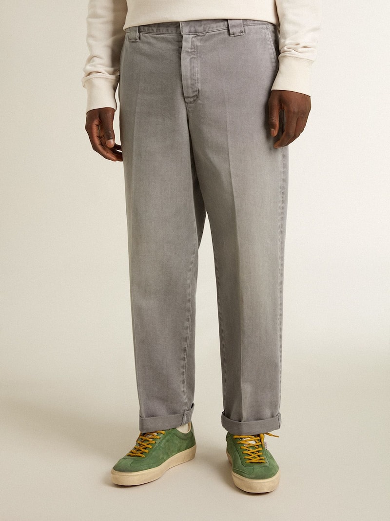 Golden Goose - Pantalone chino in cotone color grigio in 