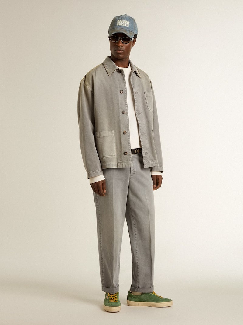 Golden Goose - Pantalone chino in cotone color grigio in 