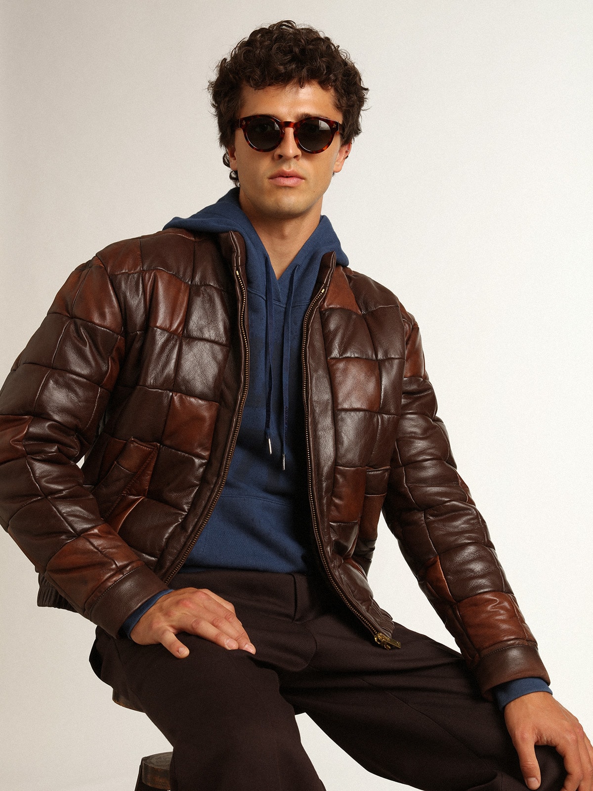 Golden Goose - Jaqueta bomber masculina de couro in 