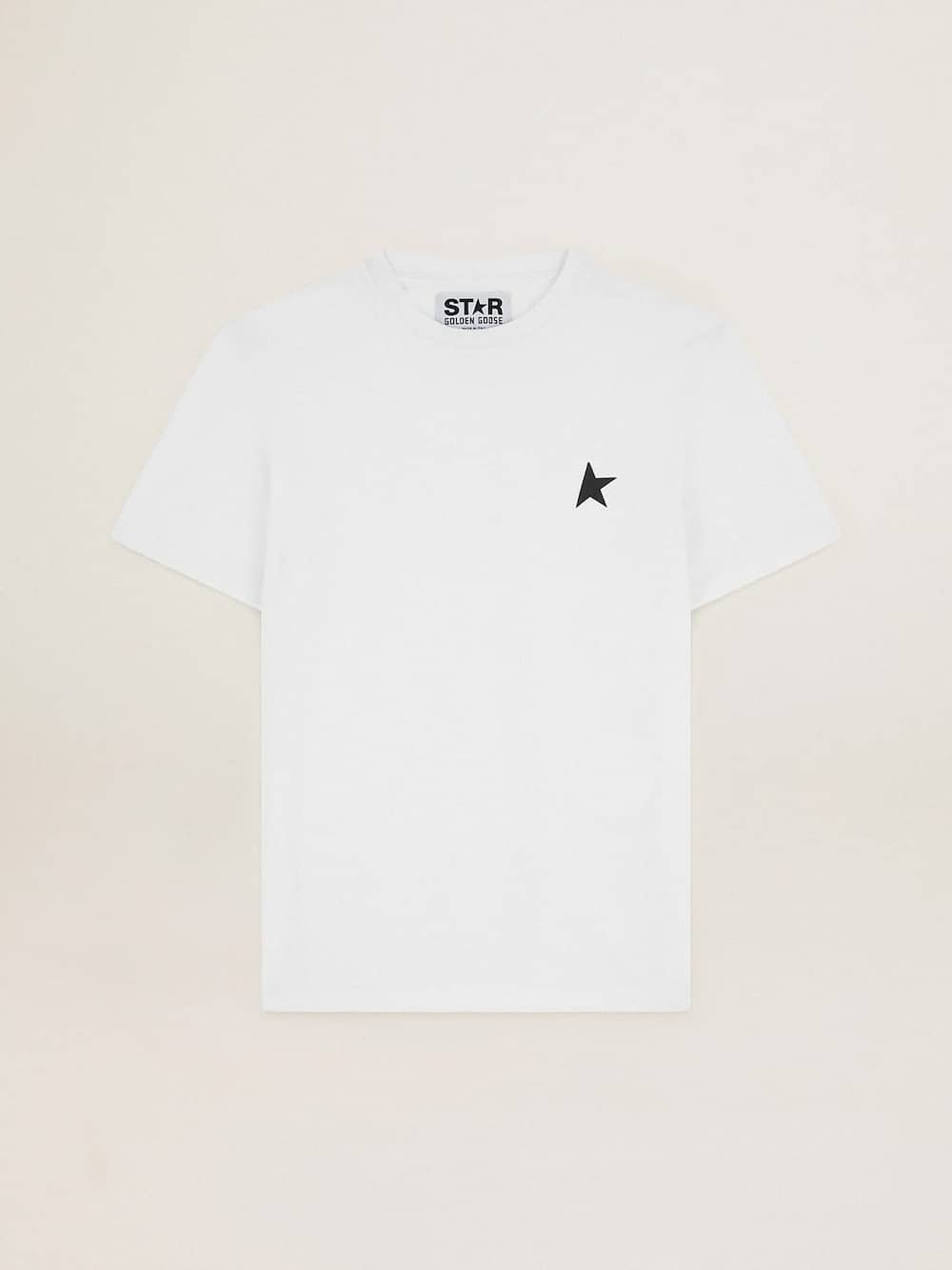 Golden Goose - Camiseta branca Coleção Star com estrela preta na frente in 