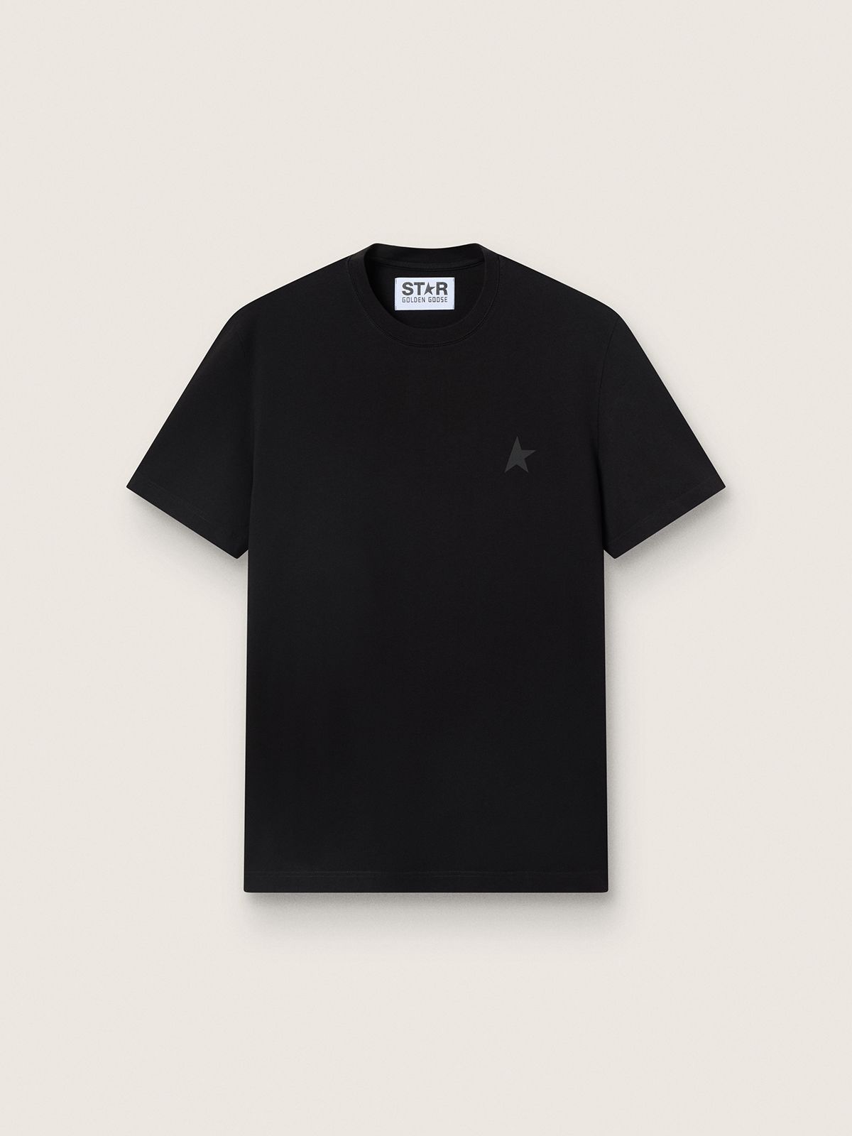 T-shirt noir collection Star avec étoile ton sur ton sur le devant — Golden Goose