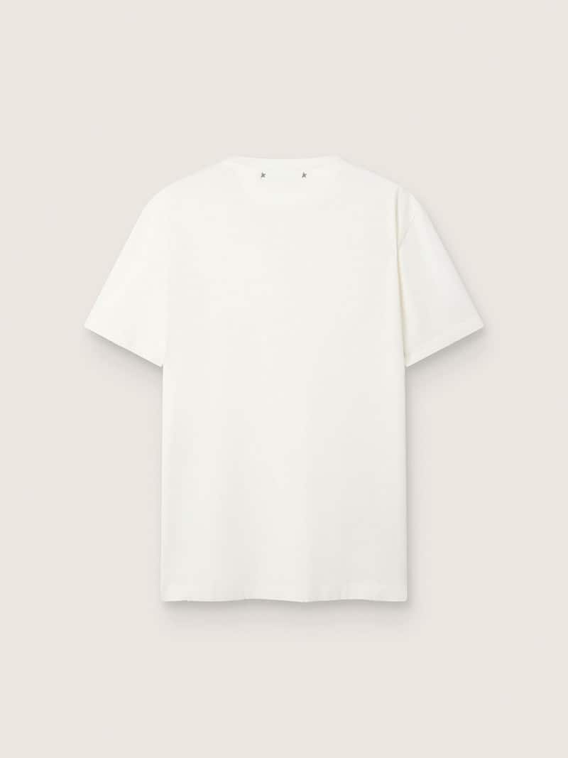 Golden Goose - Men's white T-shirt with distressed treatment in 