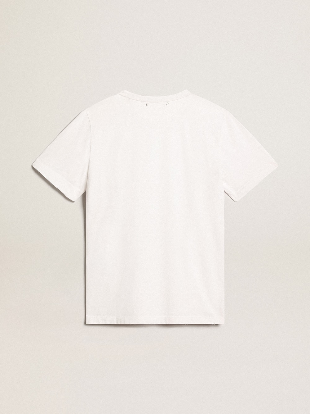Golden Goose - Men's white T-shirt with distressed treatment in 