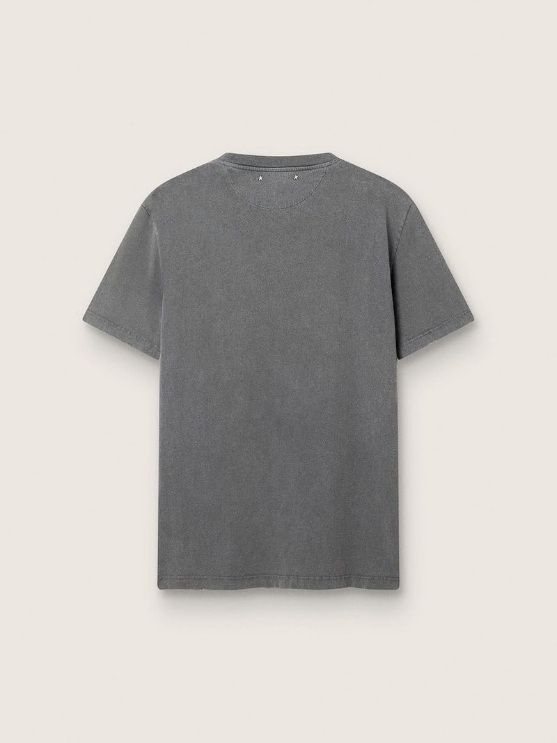 Golden Goose - Men's anthracite gray T-shirt with distressed treatment in 