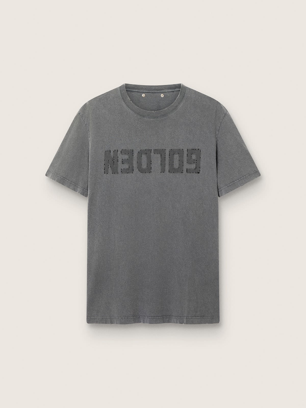 T-shirt homme gris anthracite à l'effet usé — Golden Goose