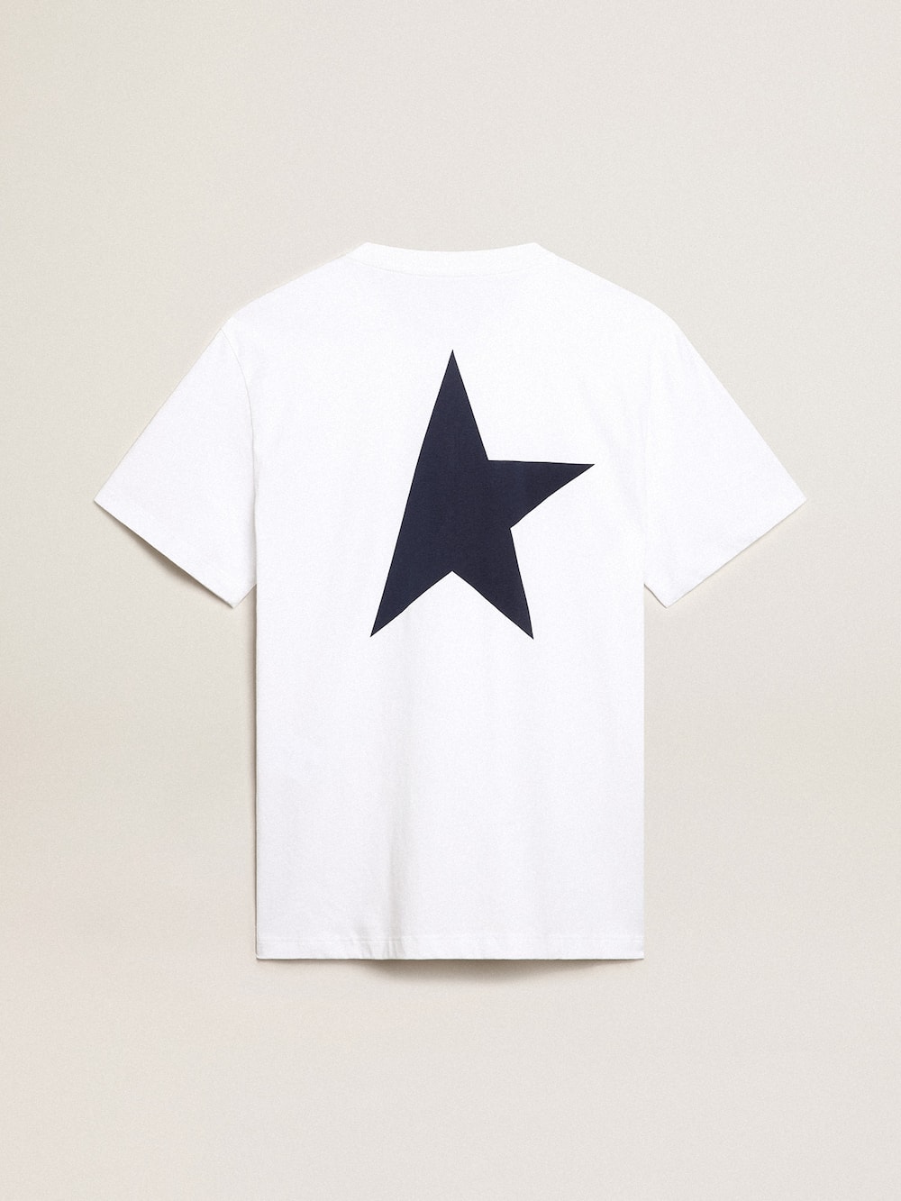 Golden Goose - Camiseta blanca de hombre con estrella azul oscuro en la espalda in 
